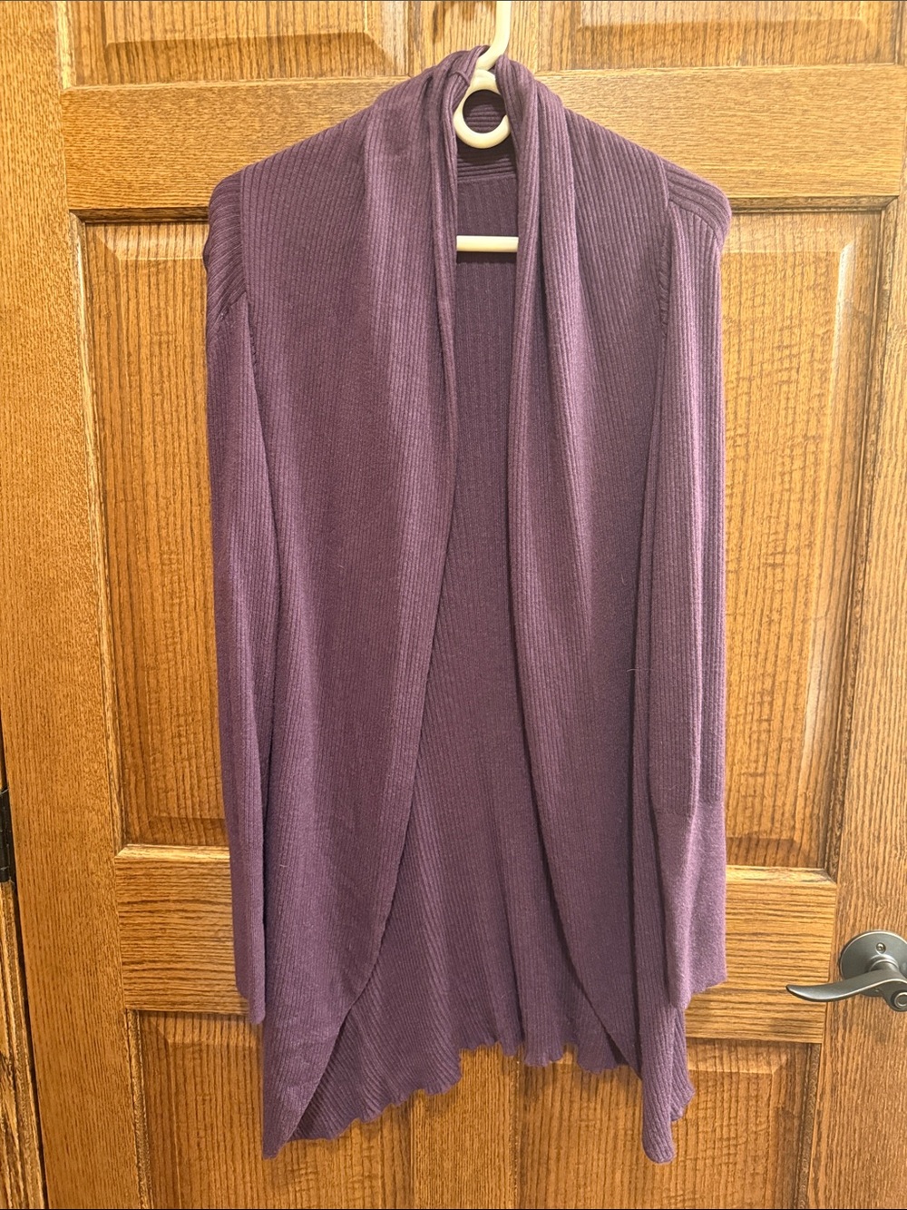 Leith Open-Front Ribbed Cardigan - Plum Purple